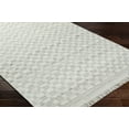 thumbnail image 3 of Hauteloom Meira Modern Hand Woven Natural Fiber Wool Area Rug - Contemporary Geometric Checkered Carpet with Fringe for Living Room, Bedroom, Dining Room - Ivory, Cream, Gray - 3'6" x 5'6", 3 of 9