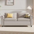 thumbnail image 4 of BALUS Queen Size Pull Out Sofa Bed with 4" Foam Mattress , Queen Sleeper Sofa for Living room , Velvet and Metal , Beige, 4 of 9