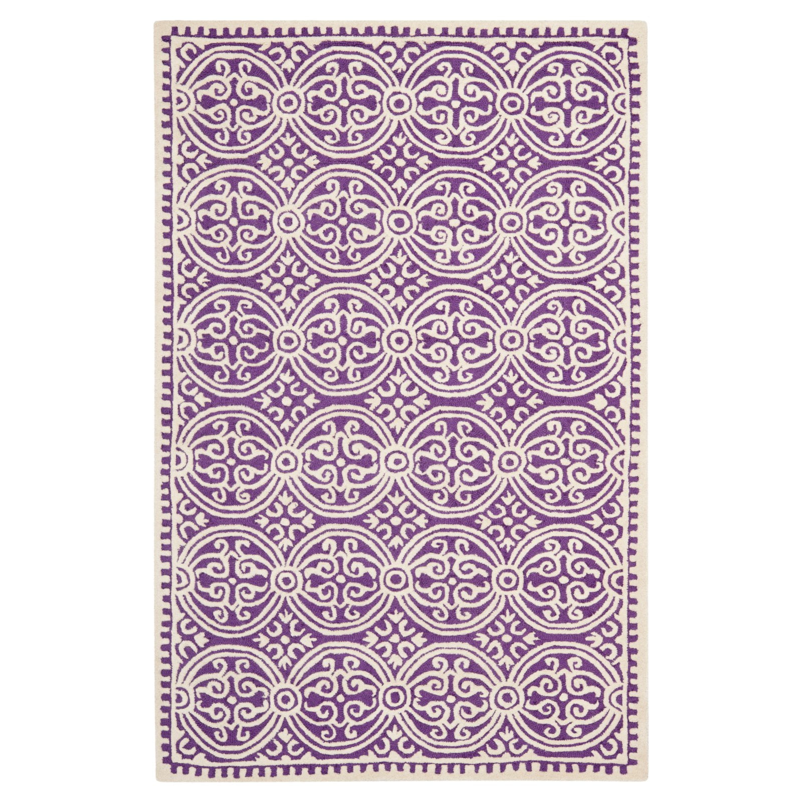SAFAVIEH Cambridge Leslie Geometric Wool Area Rug, Lavender/Ivory, 8' x 8' Round