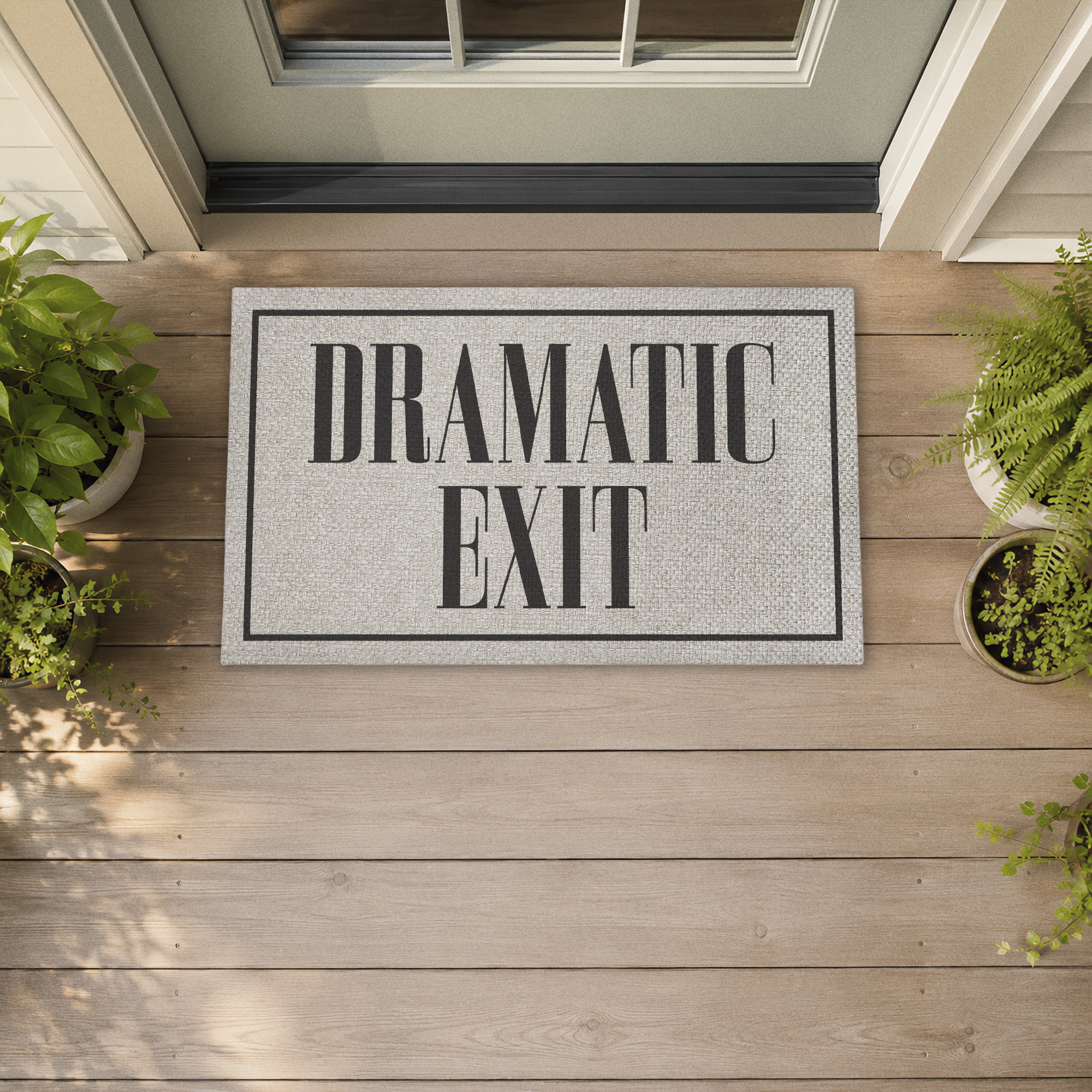 Stupell Industries Dramatic Exit Message Printed Outdoor Imitation Sisal Floor Mat, design by Lil' Rue