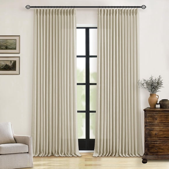 Cortinas TWODRAPES de lino y lino flax 102x102, semitransparentes, beige