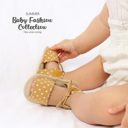 

Baby Girl Summer Sandals - Vintage Polka-dot Lace-up Non-slip Walking Shoes Soft Sole Shoes Infant Toddler Shoes Sneaker