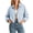 Light Blue, variant on Lindreshi Women's Cropped Jackets Zip up Printed Lapel Long Sleeve Winter Puffed Hem Baseball Jacket Fashion Coat