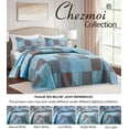 thumbnail image 6 of Chezmoi Collection 3-Piece Cotton Patchwork Quilt Set, Solid Plaid Multi Striped Lightweight Reversible Bedspread Set Queen Size, 6 of 7