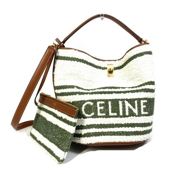 Pre-Owned CELINE 195572ED3-15KZ Border Bucket 16 (Cèze) Striped Textile 2-Way Bag... (Good)