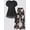 #2_Black, variant on Women's Plus Size 2-Piece Set Loose Fit Swing Tunic Tops & High Waisted Wide Leg Yoga Pants Tummy Control Workout Flare Leggings