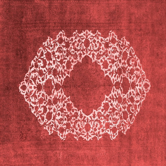 Ahgly Company Indoor Square Oriental Red Industrial Area Rugs, 3' Square