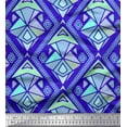 thumbnail image 1 of Soimoi Blue Cotton Voile Fabric Diamond & Triangle Geometric Fabric Prints By Yard 42 Inch Wide, 1 of 3