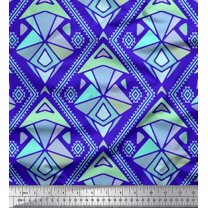 Soimoi Blue Cotton Voile Fabric Diamond & Triangle Geometric Fabric Prints By Yard 42 Inch Wide