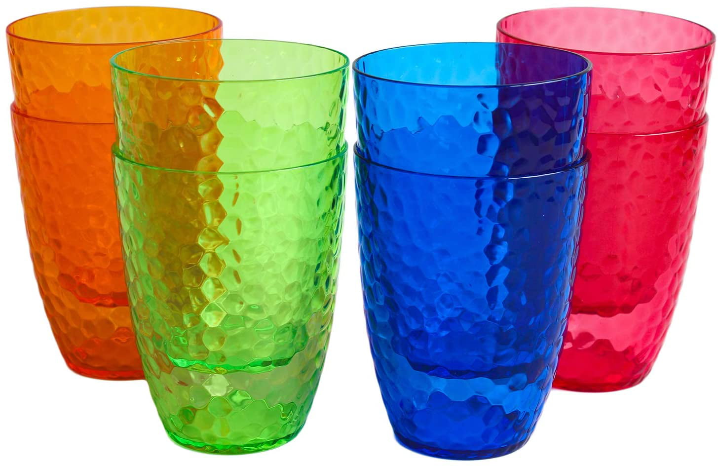 12 Large 32 Oz Fluted Tumblers 2 ea Red Yellow Blue Green Clear White Made USA 