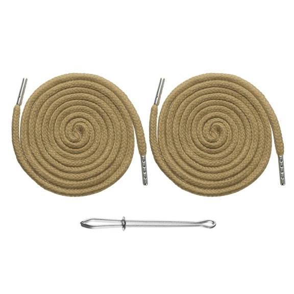 Uxcell 2pcs Drawstring Cords 51" Replacement Drawstring Hoodie String Sewing Tool with Easy Threader for Hoodie Sweatpants Jackets Pants Hats Coats Bags, Khaki