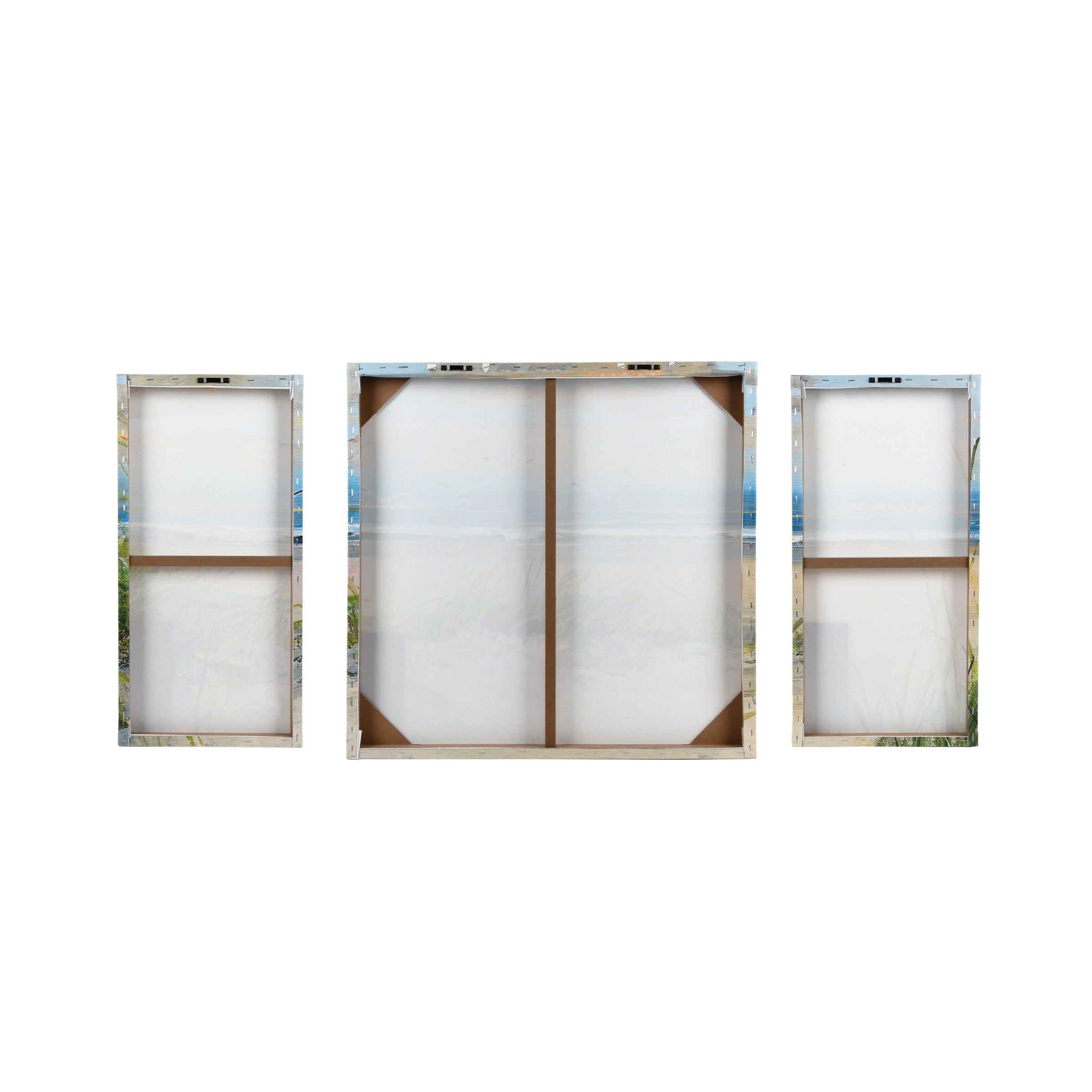 Prinz Coastal Dune Scene 44.5" x 22.5" Beach Painting Canvas Wall Art, Blue, Green (Set of 3)