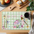thumbnail image 2 of Easter Bunny Placemats Set of 6, Spring Flower Daisy Tulips Green Checkered Placemats for Dining Table, Place Mats for Kitchen Tabletop, Waterproof Wipeable Dining Table Mats Set, 2 of 9