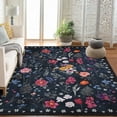 thumbnail image 3 of Floral 5x7 Area Rug Machine Washable Soft Print Boho Carpet Non Slip Low Pile Flower Area Rugs for Living Room Bedroom Dining Room Blue, 3 of 7