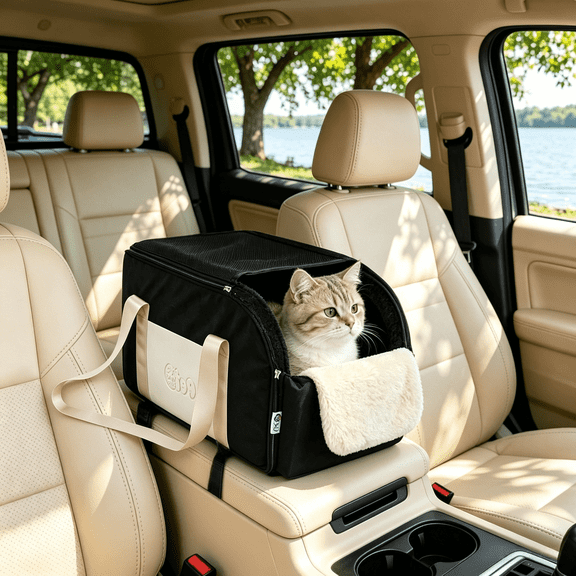 Center Console Dog Car Seat for Small Dogs up to 15.4lbs, Anti-Collapse Pet Booster Seat & Dog Booster Car Seat for Car Armrest with Non-slip Base