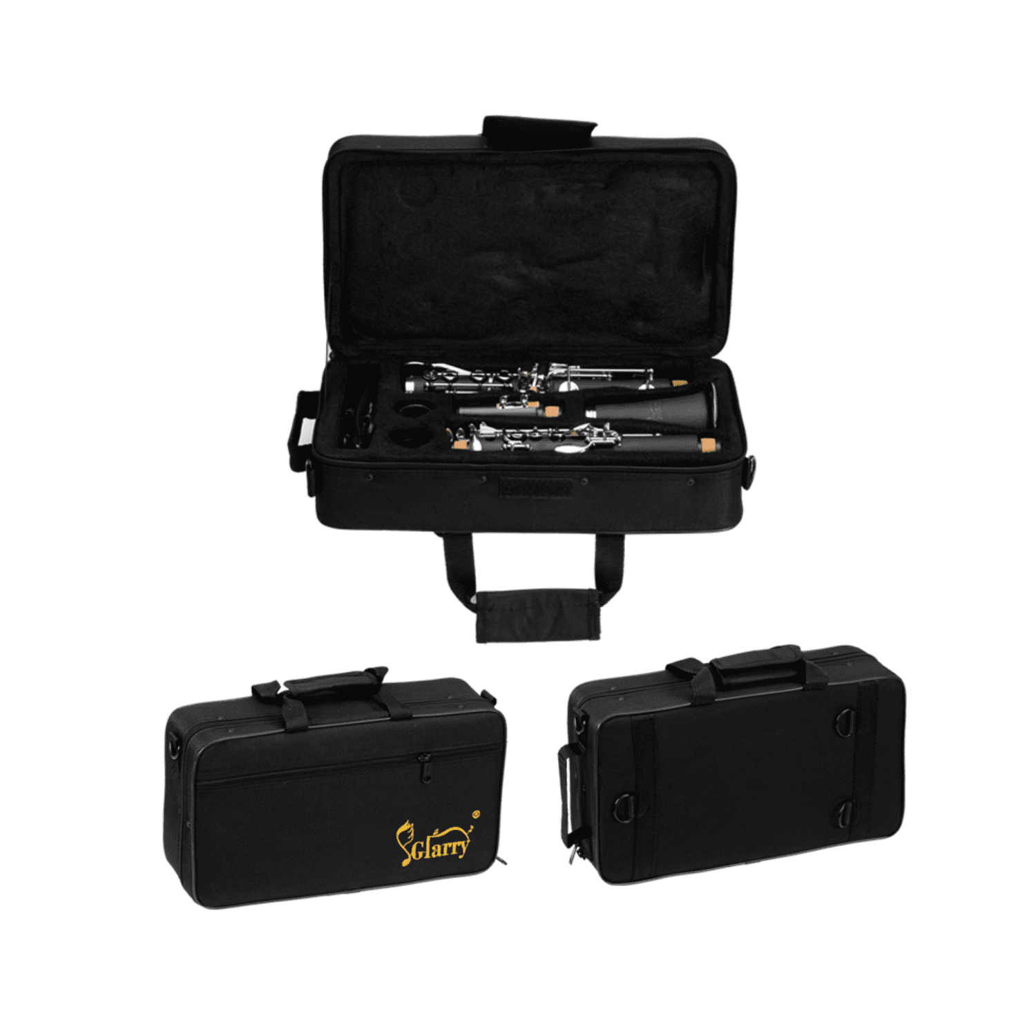 Hassch Bb Clarinet For Beginners, 17 Keys Flat B Clarinet with Case, Gloves, 2 Mouthpiece Connectors, 10 Reeds and Other Accessories, Black
