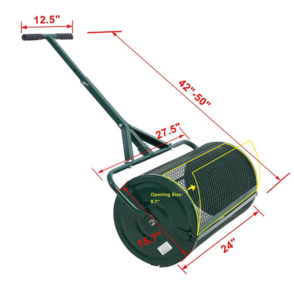 YYAo Garden Care Manure Spreaders,Peat Moss Spreader 24inch,Compost Spreader Metal Mesh,T shaped Handle for planting seeding
