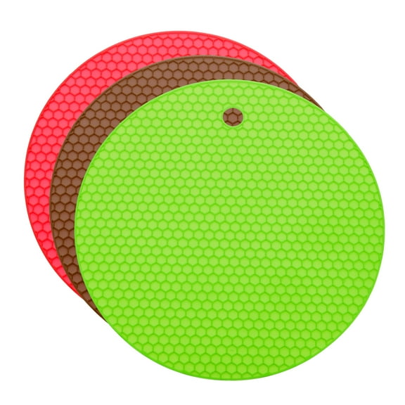 Uxcell 3pcs Silicone Jar Opener Pads, 17.5cm/7" Texture Can Opener Multipurpose Round Bottle Lid Opener Non-Slip Coasters for Weak Hands Seniors Children, Red, Brown, Green