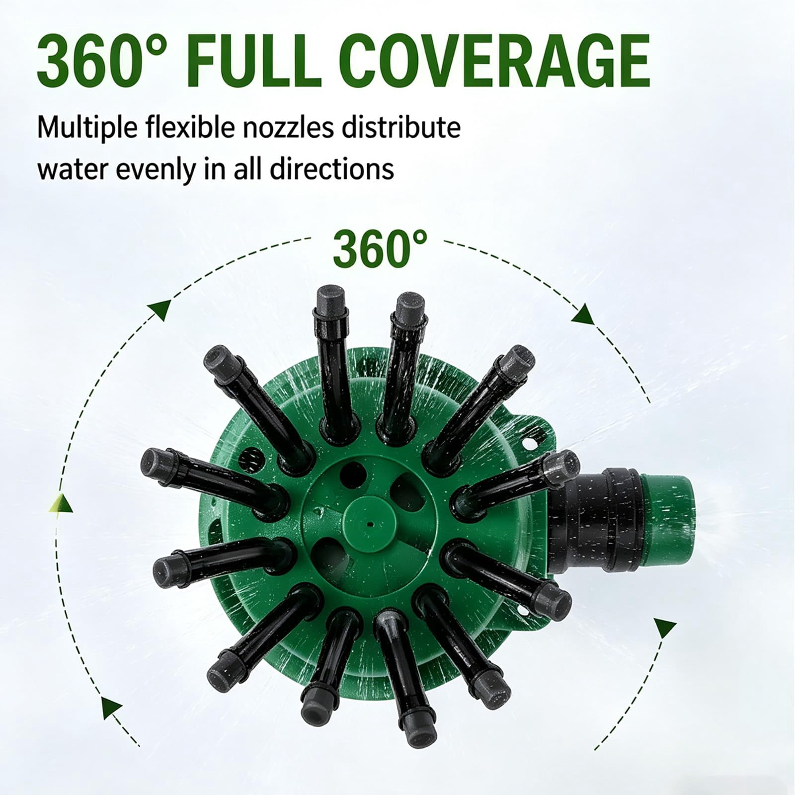360° Coverage Precision Garden Irrigation Sprinkler, utomatic Rotating Lawn Sprinkler for Yard Large Area, Adjustable Water Saving System with Heavy Duty Spike Base for Grass
