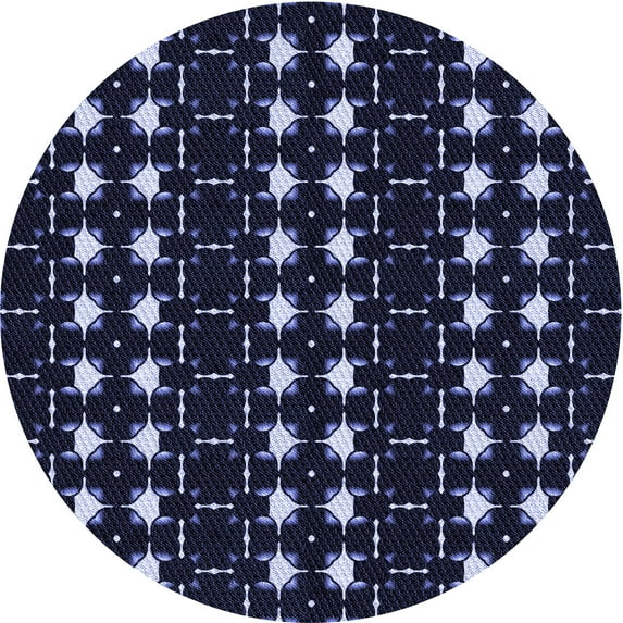 Ahgly Company Machine Washable Indoor Round Transitional Night Blue Area Rugs, 3' Round