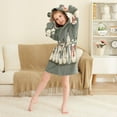 thumbnail image 3 of FORMRS Niños Bathrobe Unisex Hooded Robe Soft Plush Pajamas Sleepwear, Size 4-6T, Gray Snowmen, 3 of 7