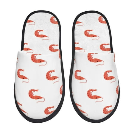 

House Slippers for Women Men - Shrimp No.9037 Warm Non-slip Mens Womens Slippers Cozy Slip-on House Shoes Bedroom Outdoor Indoor Slippers for Men