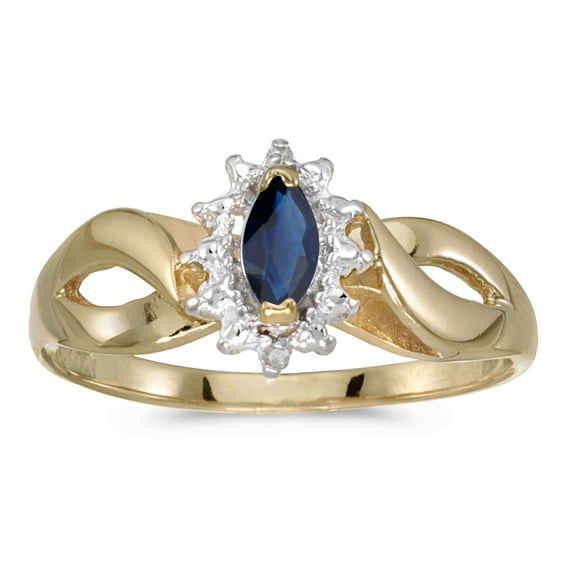 10k Yellow Gold Marquise Sapphire And Diamond Ring