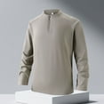 thumbnail image 5 of ZCFZJW Quarter Zip Pullover Men Trendy Fall Winter 1/4 Zip Long Sleeve Mock Neck Golf Jacket Thick Warm Fleece Lined Water Resistant Sweatshirt Khaki XXL, 5 of 10