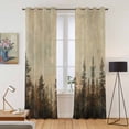 thumbnail image 2 of Brown Forest Kitchen Curtains 84 Inch Length, Vintage Tree Farmhouse Botanical Grommet Top Bedroom Living Room Curtains, Light Filtering Cafe Curtain Drapes 2 Panels Set 84''x84'', 2 of 9