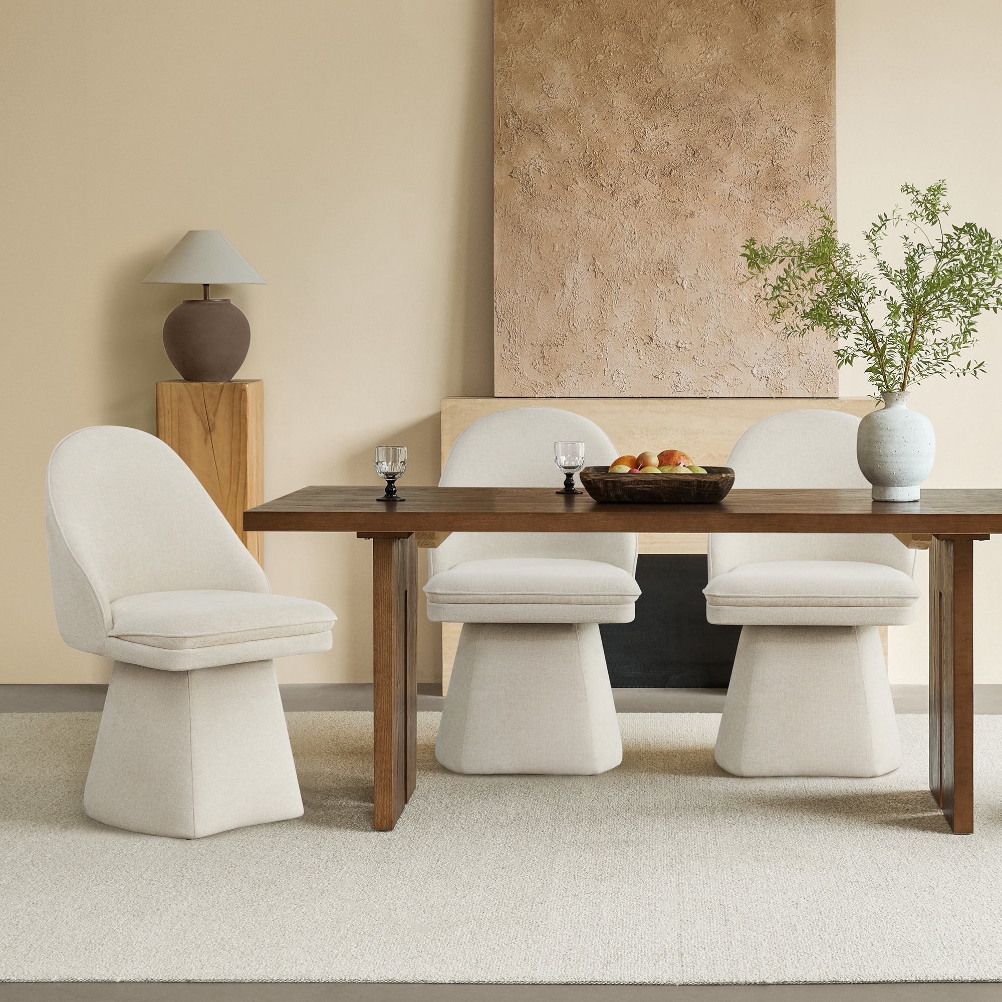Spruce & Spring Modern 360° Swivel Upholstered Dining Chair with High Back, Single, Linen