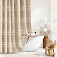 thumbnail image 1 of Cortina de ducha Dynamene, tela larga, 180 x 200 cm, color beige, con ganchos, 1 of 7