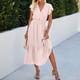 thumbnail image 4 of Vestidos de mujer Vestido midi estampado floral con volantes y cuello en V de manga corta con cinturón Fridja nalpqowj28790, 4 of 4