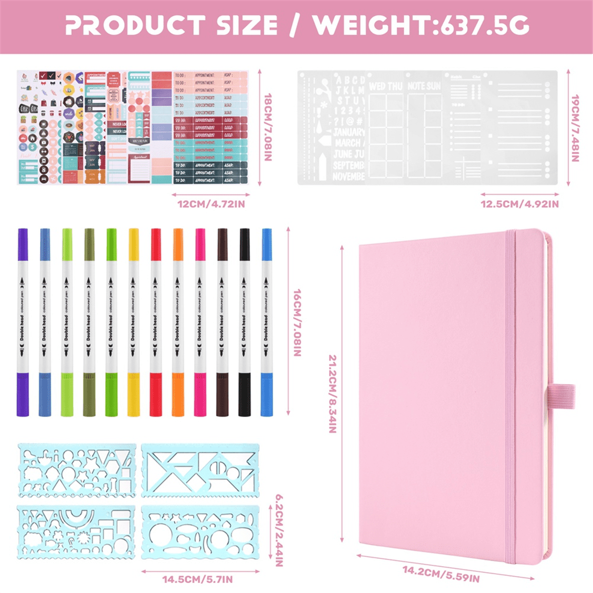 A5 Hardcover Dotted Journal Notebook with 184 Numbered Pages,Dotted Journaling Kit for Beginner Green