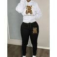thumbnail image 5 of Lovely Bear Letter Print Kangaroo Pocket Tracksuit Set Long Sleeve Hoodie+Drawstring Trousers Women Two Pieces Matching Suits, 5 of 5
