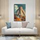 thumbnail image 4 of Lienzo acuarela paisaje costero de Cabo San Lucas, rocas arrecife, playa dorada y casas blancas con tejados naranjas, decoración turística mexicana para sala y dormitorio., 4 of 5