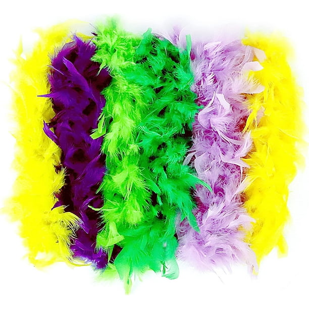 Mardi Gras Feather Boas 6 Pack of 6 Feet Long Boas with Feathers