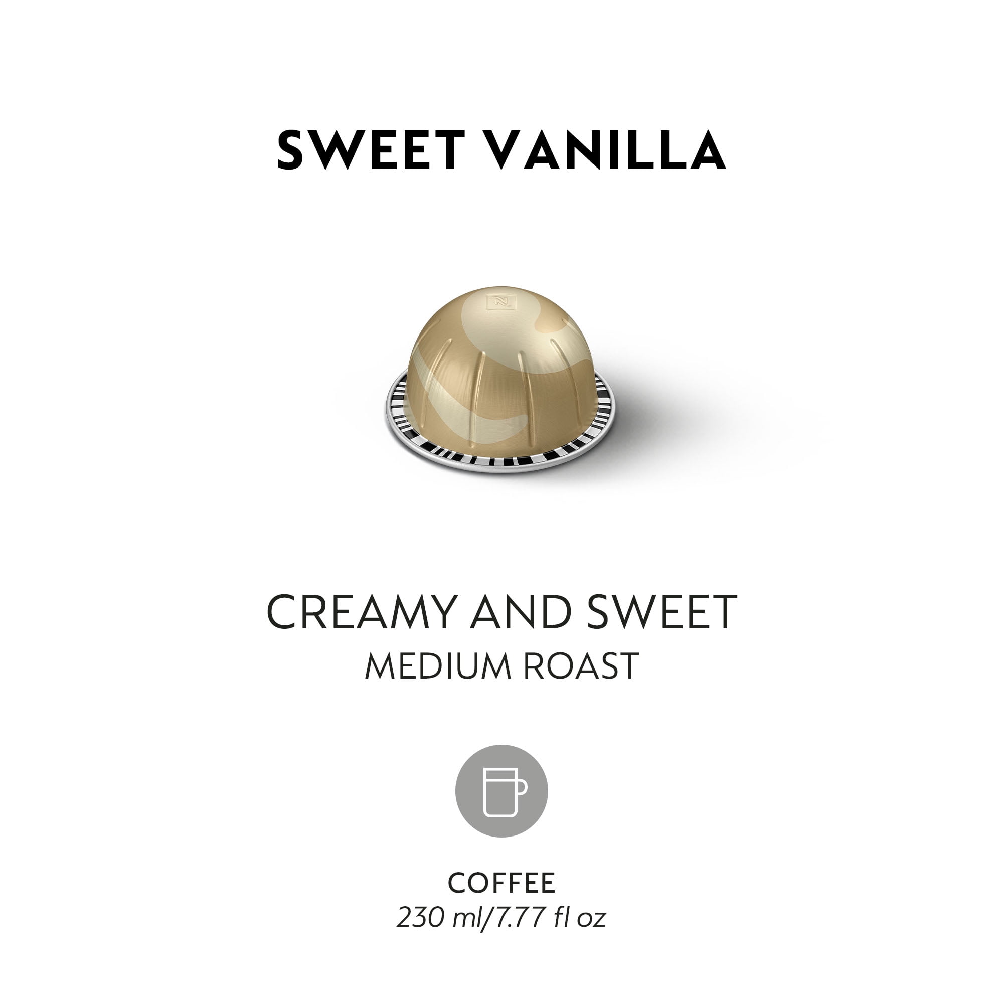 Nespresso Capsules Vertuo, Sweet Vanilla, Medium Roast Coffee, 30-Count Coffee Pods