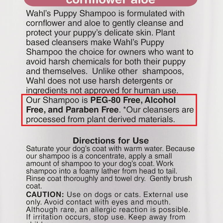 Wahl Puppy Dog Shampoo Gentle Formula No Tears Safe for