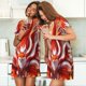 thumbnail image 4 of Easygdp Red Sun Flame Fox Camisón de manga corta para mujer, informal, estampado, 4 of 6