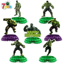 7Pcs Hulk Theme 3D Double Side Honeycomb Centerpieces Table Toppers,Cartoon Birthday Party Decorations Supplies.