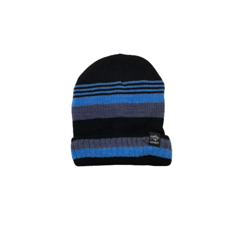 Black Men\'s Over Thermal Hat Winter Pack Beanie 4 Fold Sports Fleece Lined