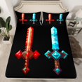 thumbnail image 2 of Erosebridal Ensemble de Draps à Motif d'Épée de Dessin Animé Format Simple, Draps de Lit de Jeu pour Ados Simple, Rouge Bleu 3 Pcs, 2 of 7