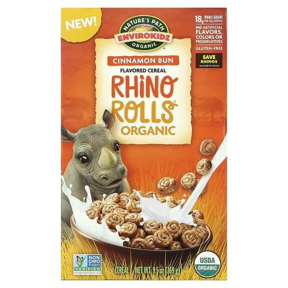 Nature's Path, EnviroKidz, Organic Flavored Cereal, Rhino Rolls, 9.5 oz (269 g) Pack of 4