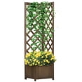 thumbnail image 1 of Outsunny Jardinière Surélevée en Bois avec Treillis, Carbonisée, 1 of 10