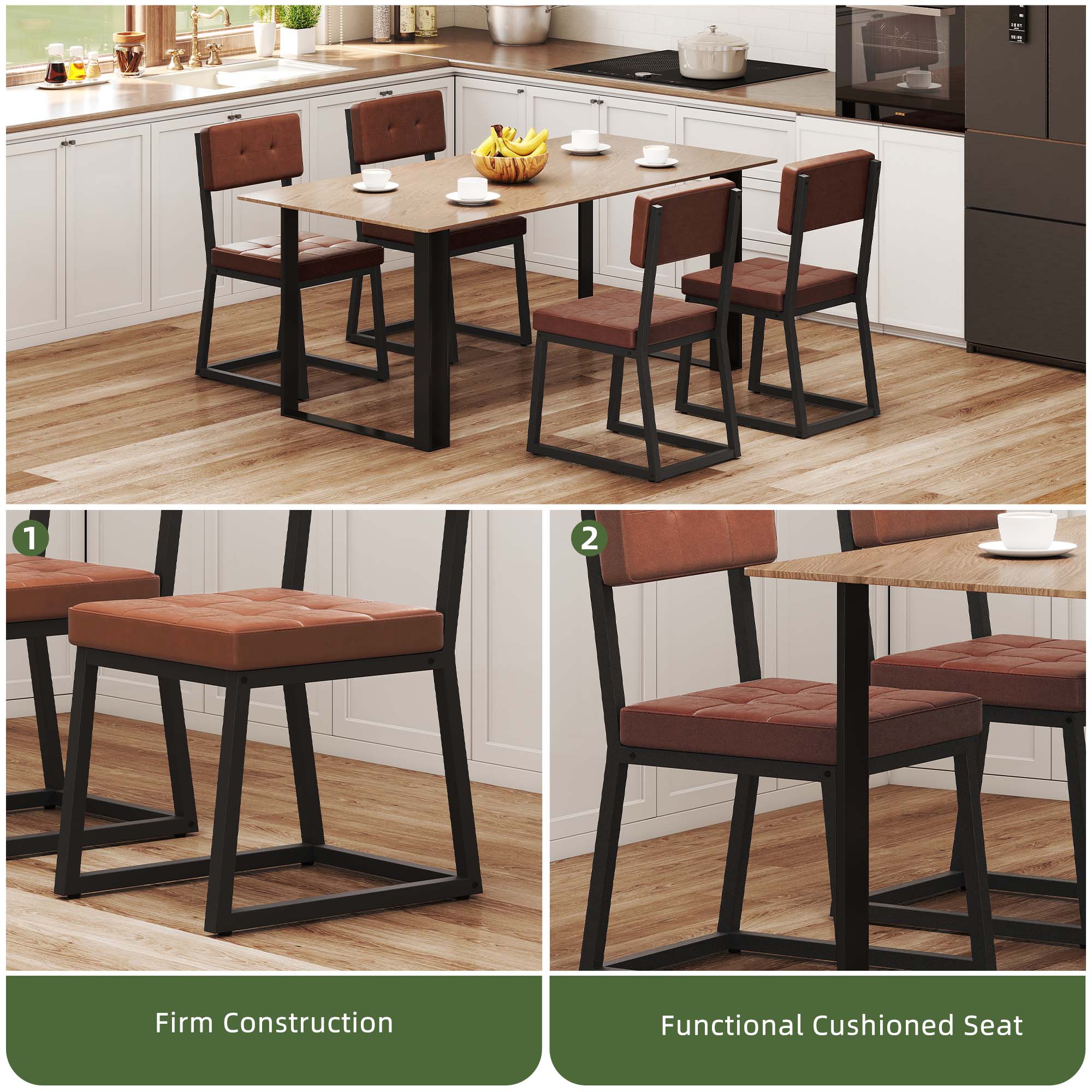 Uforic Dining Chairs Set of 4, Upholstered Modern Kitchen Chair with Metal Frame for Dining Living