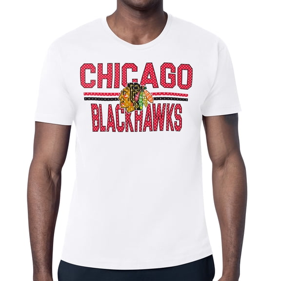 Men's Starter White Chicago Blackhawks Mesh Look Team Name T-Shirt
