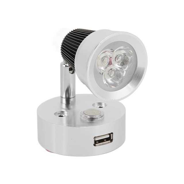 Foco De Lectura Interior, 10-30 V 3 W Clásico 90 ° Giratorio Ajustable Plata Shell LED RV Luz De Lectura Con Interruptor Táctil Para Barcos Y Yates ANGGREK Luz neutra