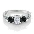 thumbnail image 2 of Gem Stone King 925 Sterling Silver Black Sapphire Ring Set with Moissanite (2.40 Cttw) (Size 6), 2 of 4