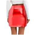 thumbnail image 3 of vigerkar Women's Shiny Stretchy Metallic Liquid Look Mini Skirts RD2, M, 3 of 8
