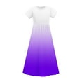 thumbnail image 4 of Girls Maxi Dresses with Pockets Teens Kids Short Sleeve Crewneck High Waisted Gradient Printed Pleated Beach A-Line Dress Size 4-14, 4 of 8